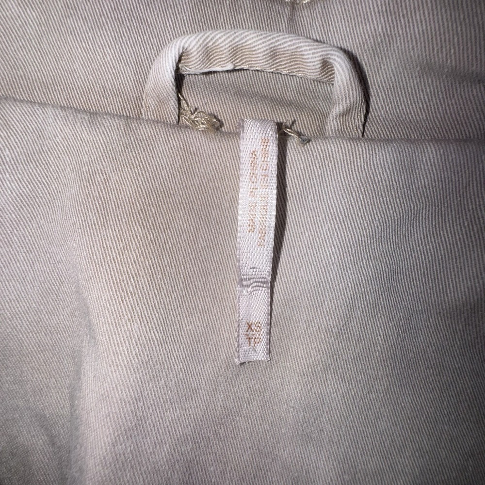 Free People XS Ruffle Romance Tan Open Cardigan Jacket Buttons Pocke Military - Picture 3 of 10